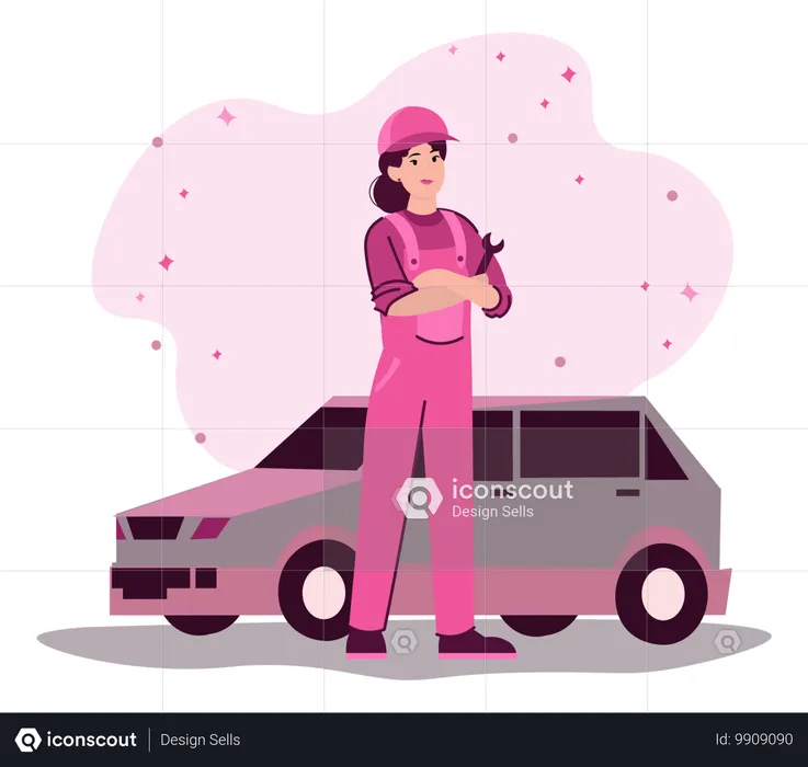 Woman mechanic  Illustration