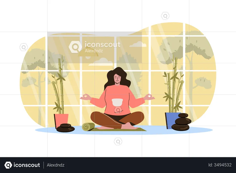 Woman meditating  Illustration