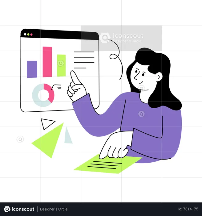 Woman Monitoring Dashboard  Illustration