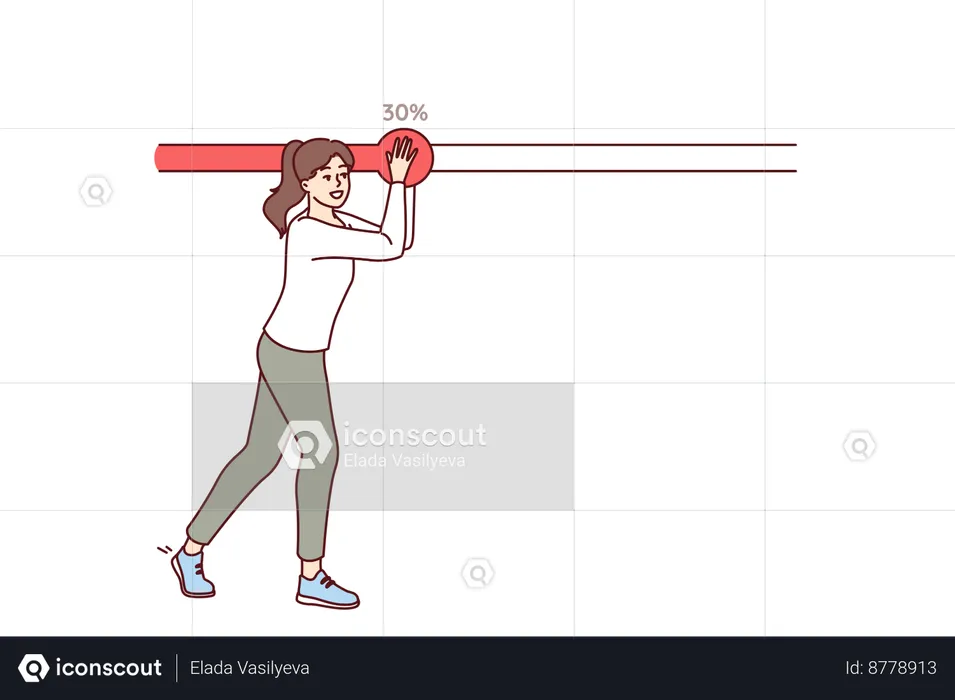 Woman moves progress bar slider to speed up downloading speed  Illustration
