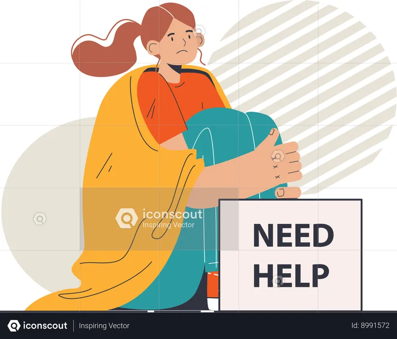 Woman needs help  Illustration