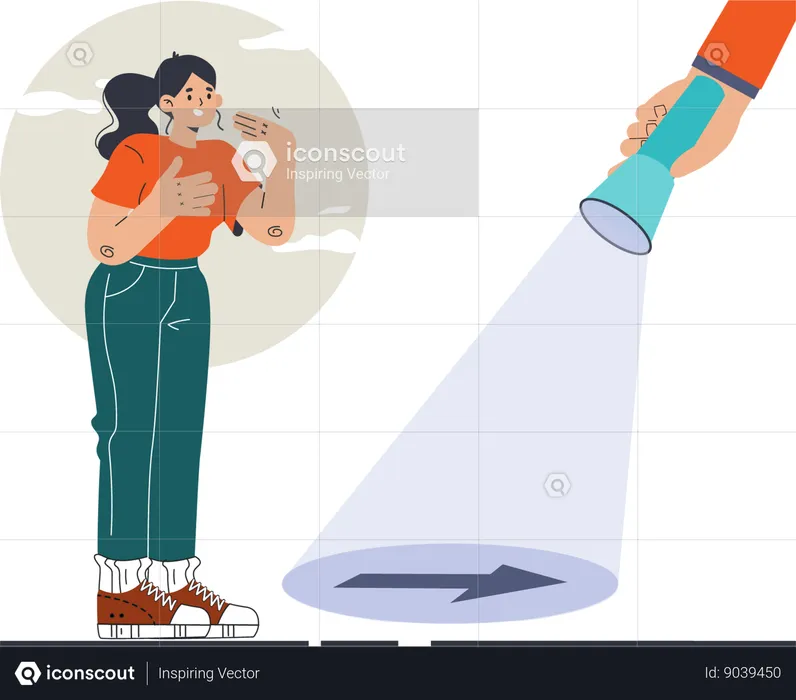 Woman needs help to find correct way  Illustration
