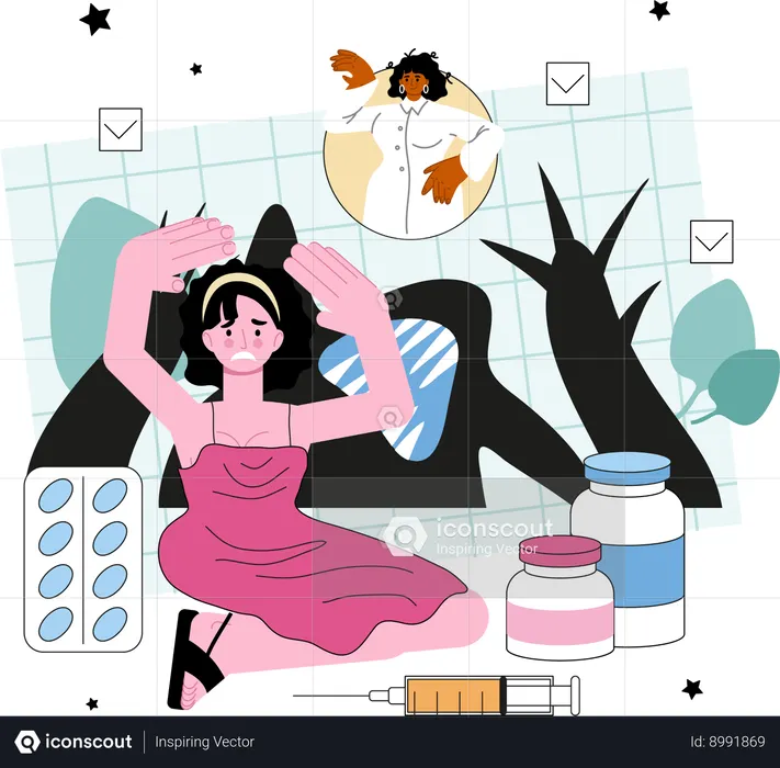 Woman needs psychology session  Illustration