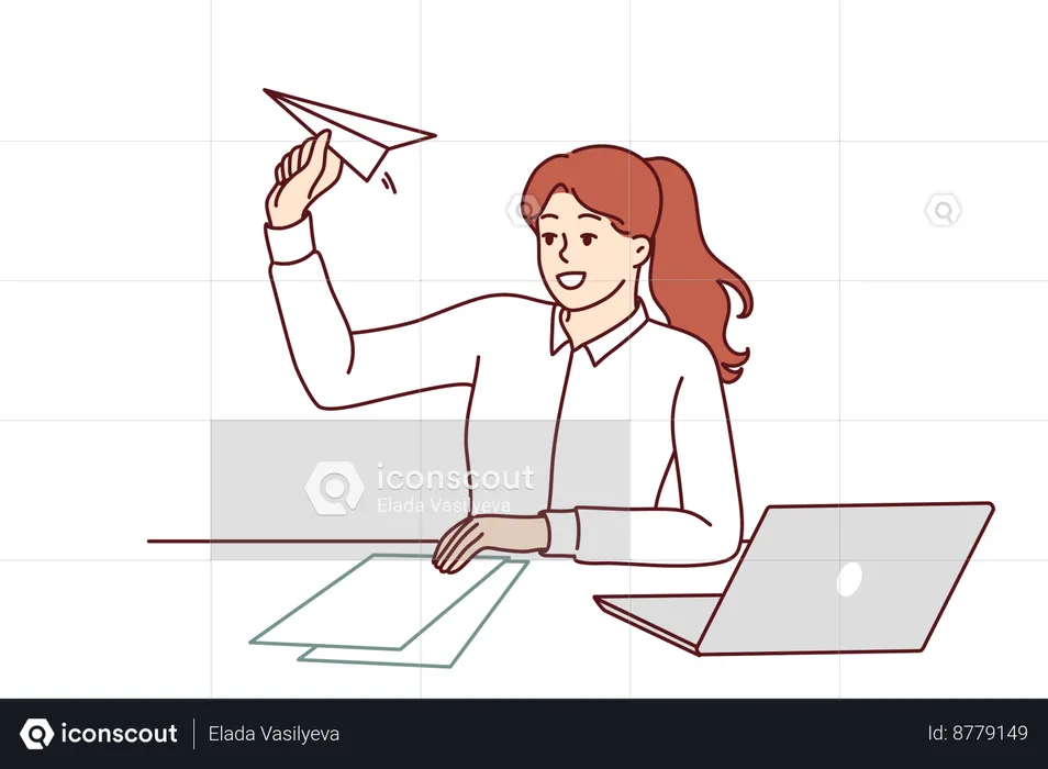 Woman office manager is distracted  Illustration