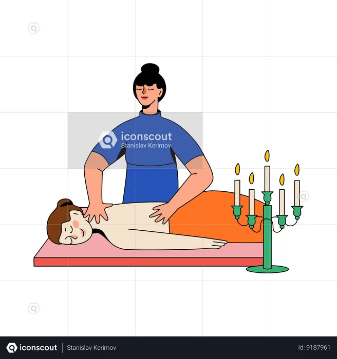 Woman On A Massage Treatment  Illustration