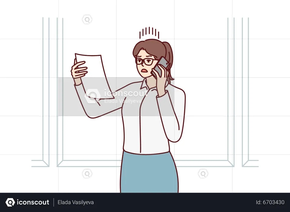 Woman on business call  Illustration