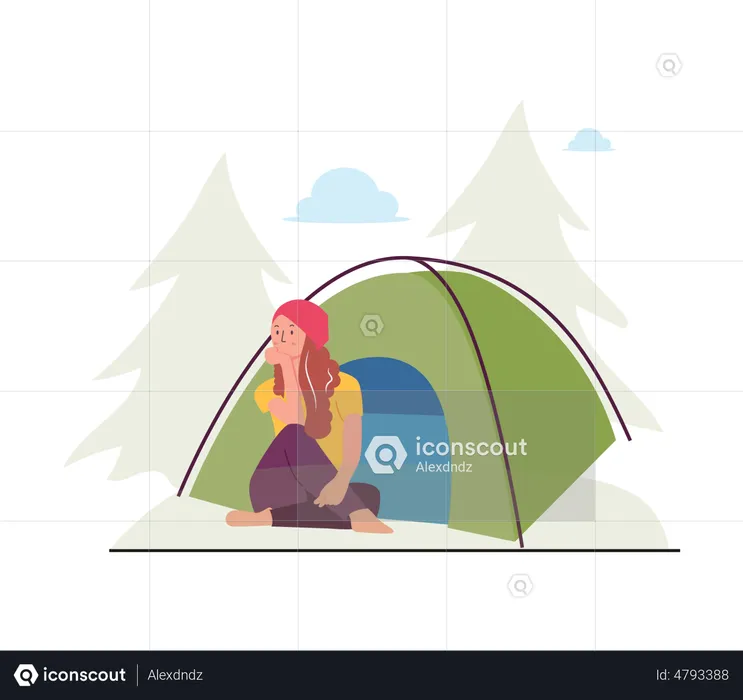 Best Premium Woman on camping Illustration download in PNG & Vector format