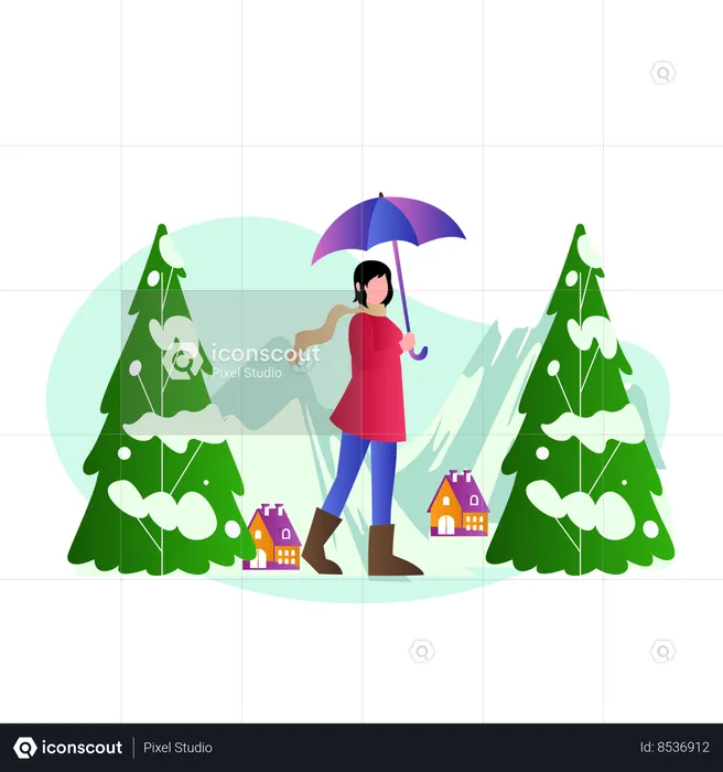 Woman on Christmas holiday  Illustration