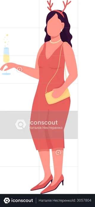 Woman on festive luxury party  Illustration