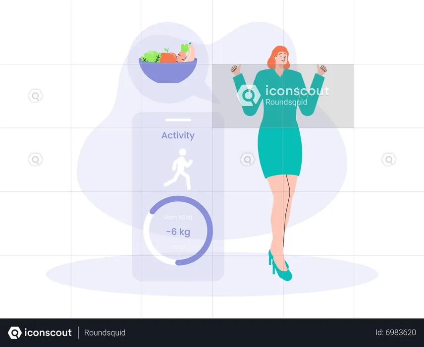 Woman on low carb diet  Illustration