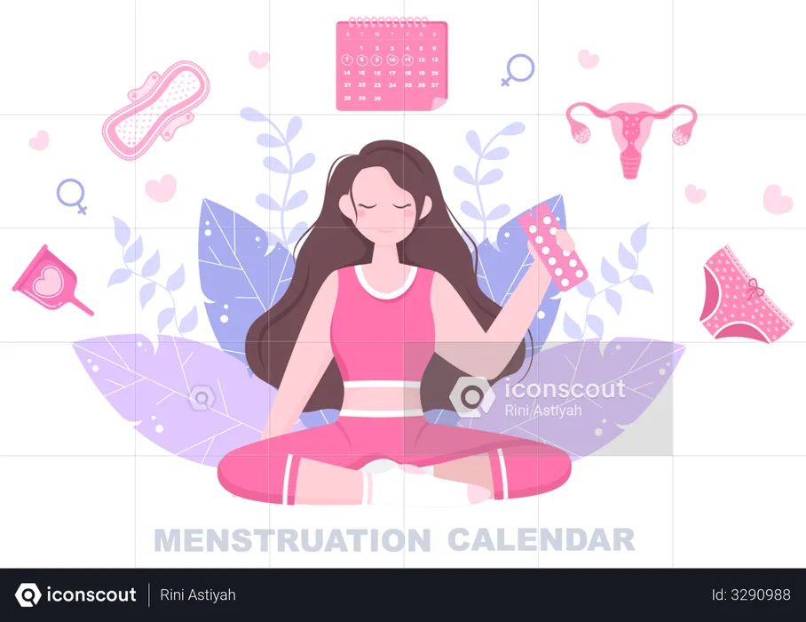 Woman On Menstruation Cycle  Illustration