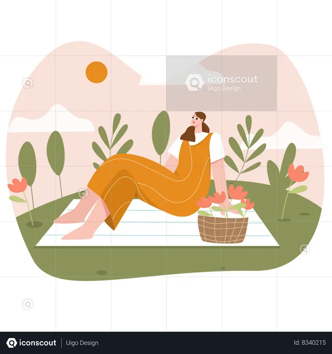 Woman on picnic  Illustration