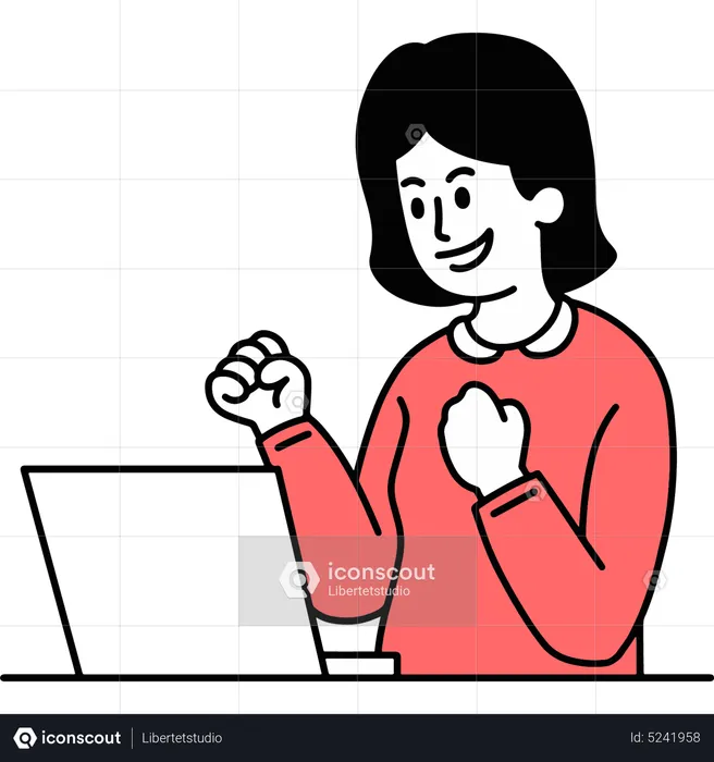 Woman online communication on laptop  Illustration