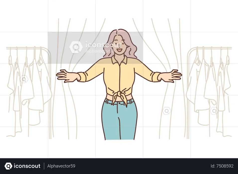 Woman opening curtains  Illustration