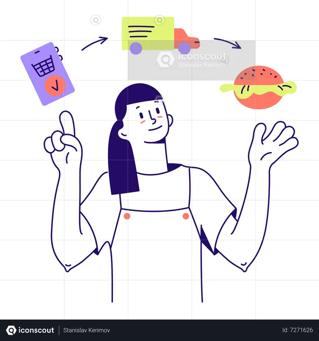 Woman ordered meal with delivery  Illustration