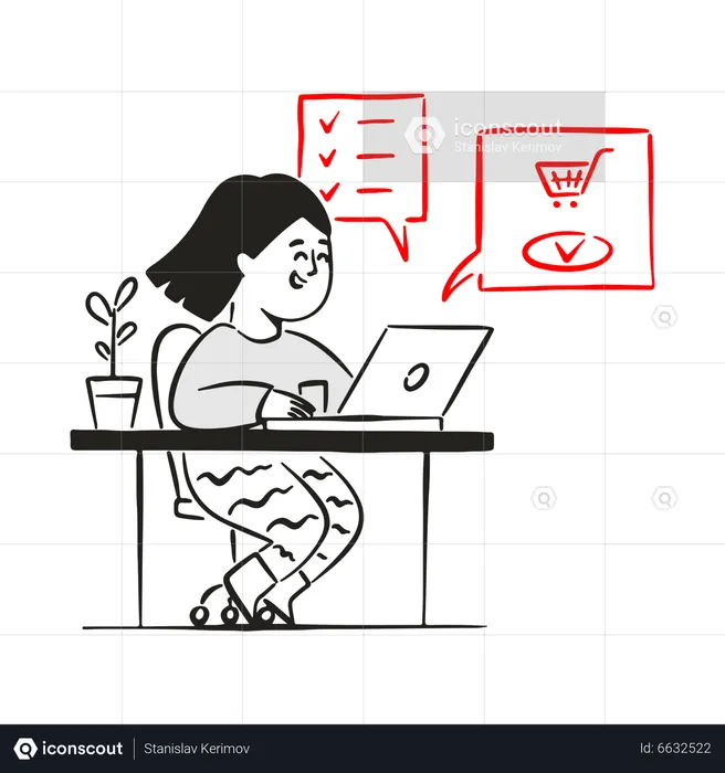 Woman ordering clothes online  Illustration