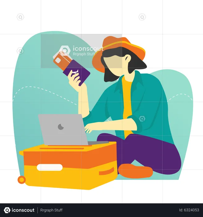Woman packing luggage  Illustration