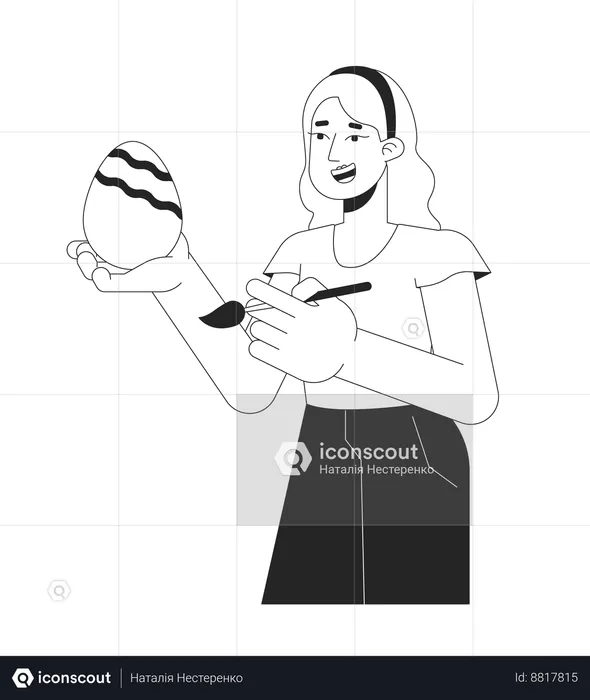 Woman painting Easter egg  Illustration