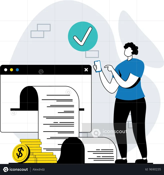 Woman paying bills  Illustration