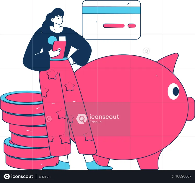 Woman paying credit card bill  Illustration