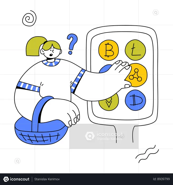 Woman Paying For Goods With Crypto Money  Illustration