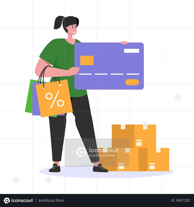 Woman paying for shopping via card payment  Illustration