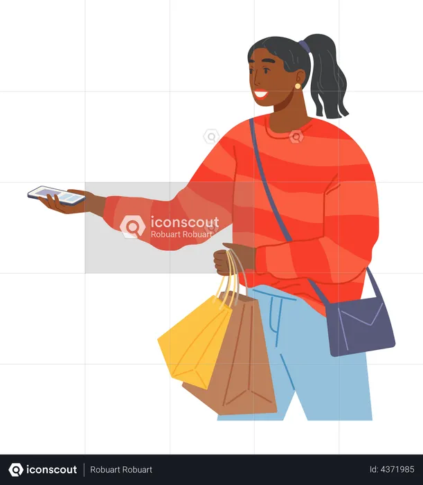 Woman paying in supermarket  Illustration