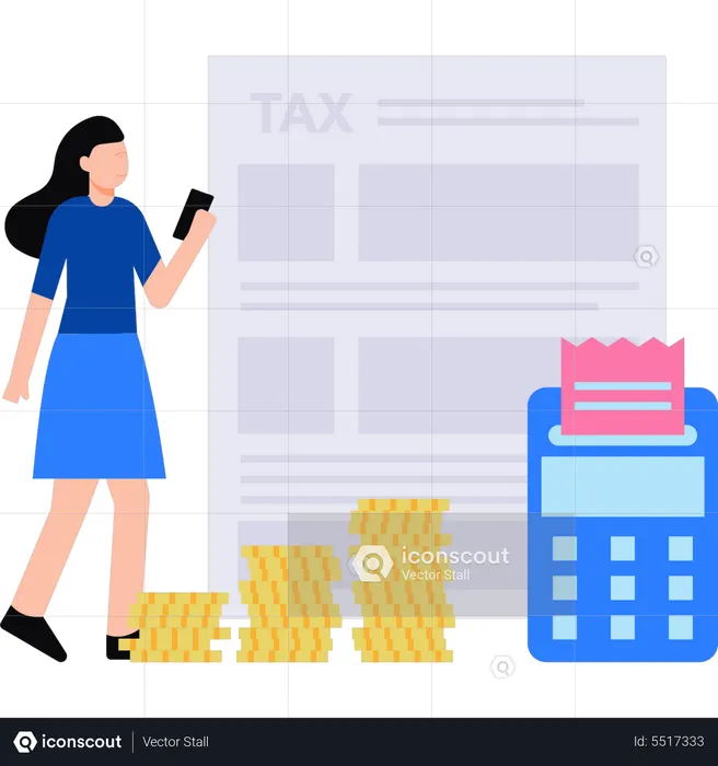 Woman paying taxes  Illustration