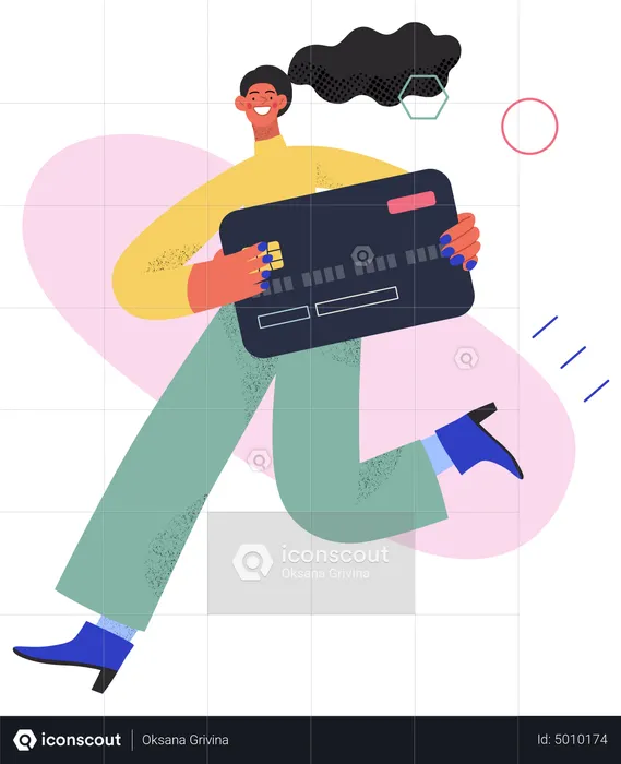 Woman paying via card for online shopping  Illustration