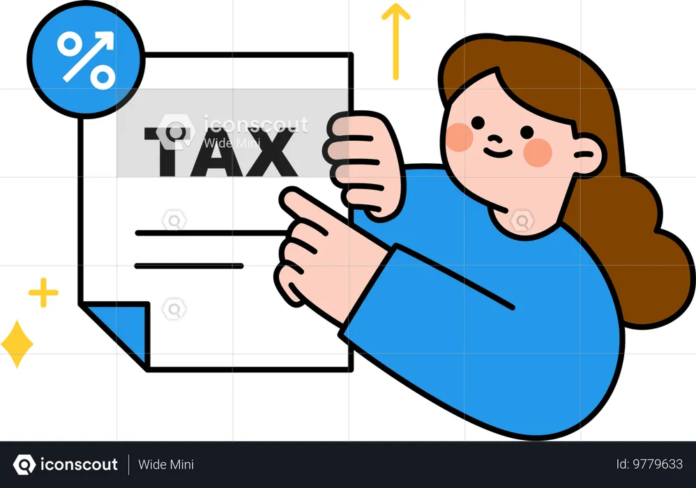 Woman pays income tax  Illustration