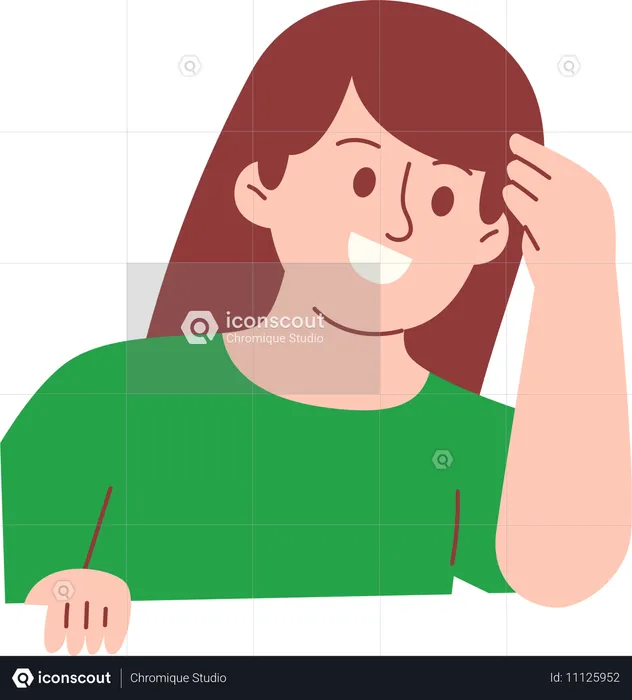 Woman peeking from wall  Illustration