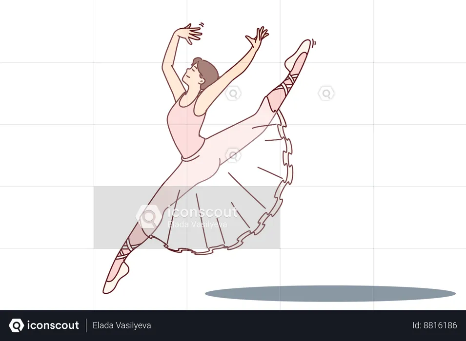 Woman performs ballerina dance  Illustration
