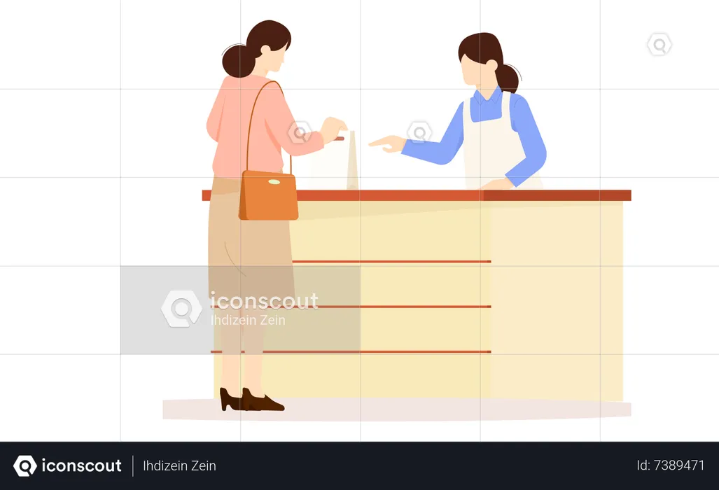 Woman pick up coffee from shop  Illustration