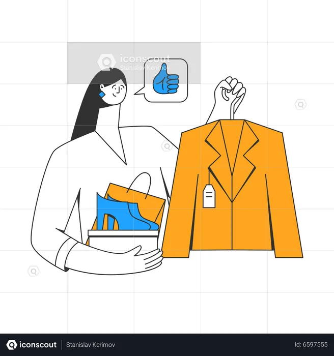 Woman picked out great suit for herself  Illustration