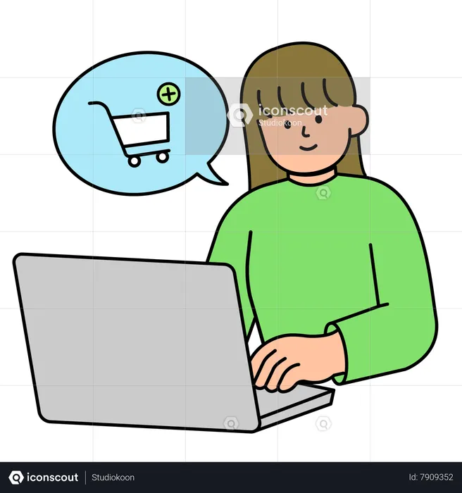 Woman placing internet order  Illustration