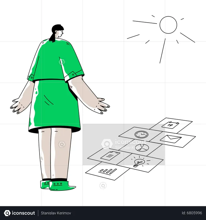Woman Planning A Business Strategy  Illustration