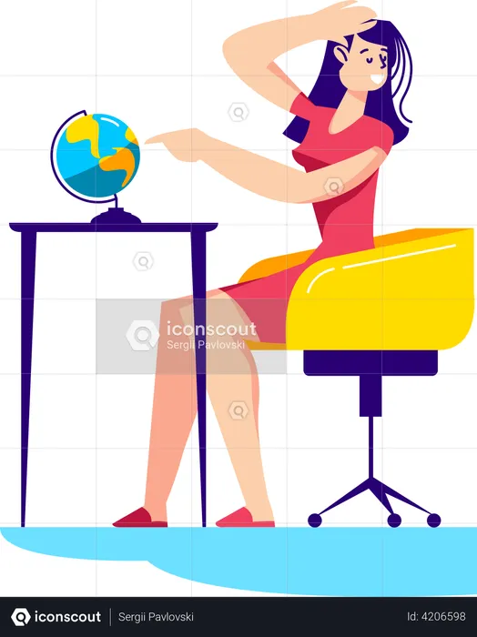 Woman planning trip  Illustration