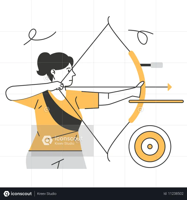 Woman playing archery  Illustration