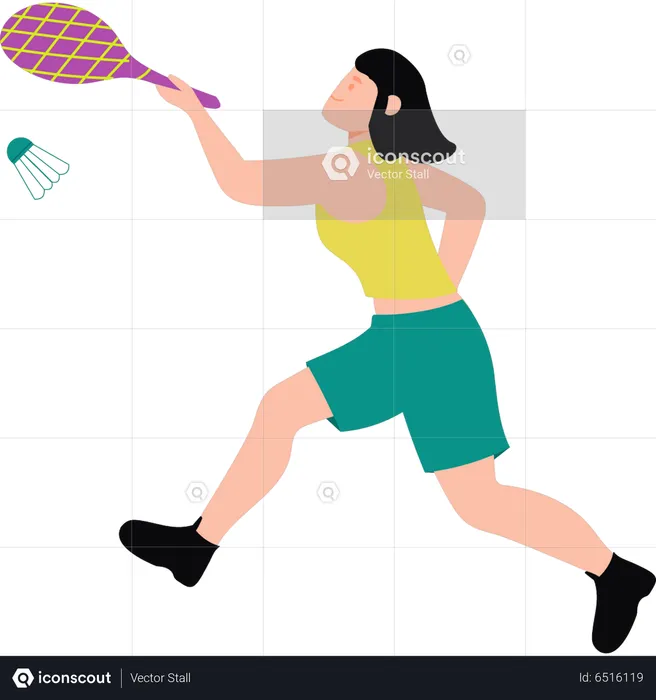 Woman playing badminton  Illustration