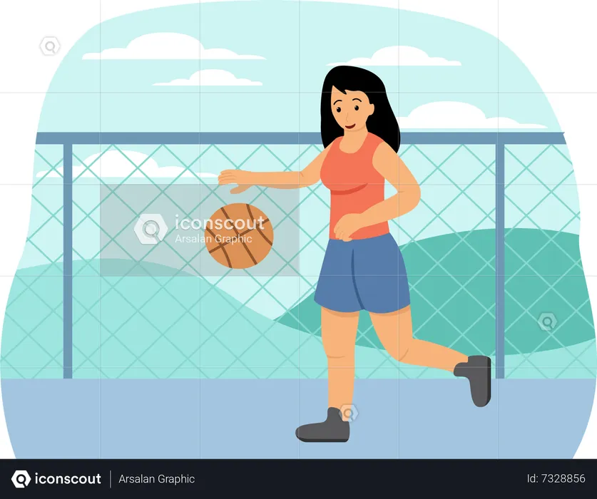 Woman playing basketball  Illustration