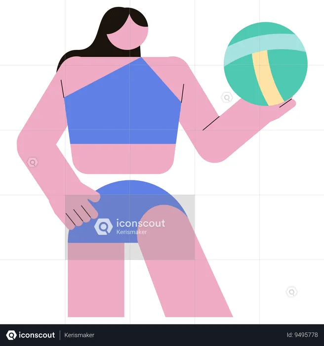 Woman playing Beach Volleyball  Illustration