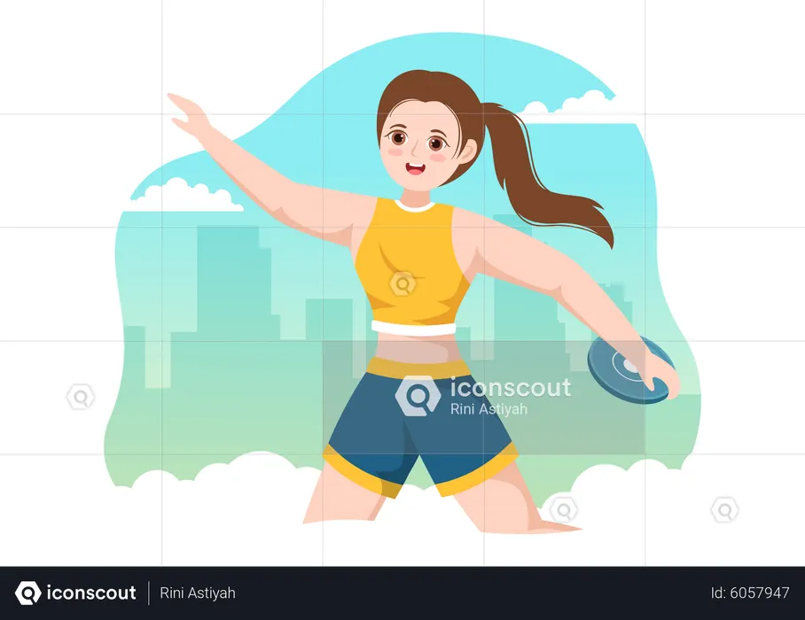 Woman playing Discus Throw  Illustration