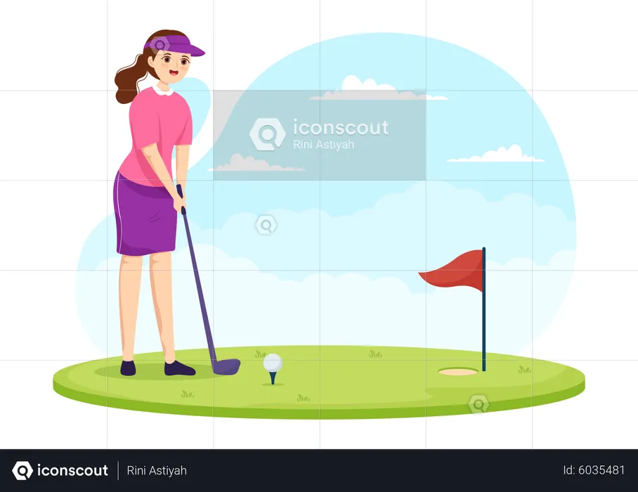 Woman playing golf  Illustration