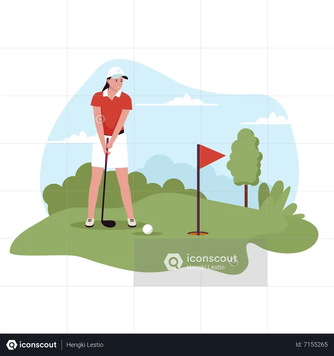 Woman Playing Golf  Illustration