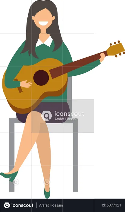 Woman Playing Guitar  Illustration