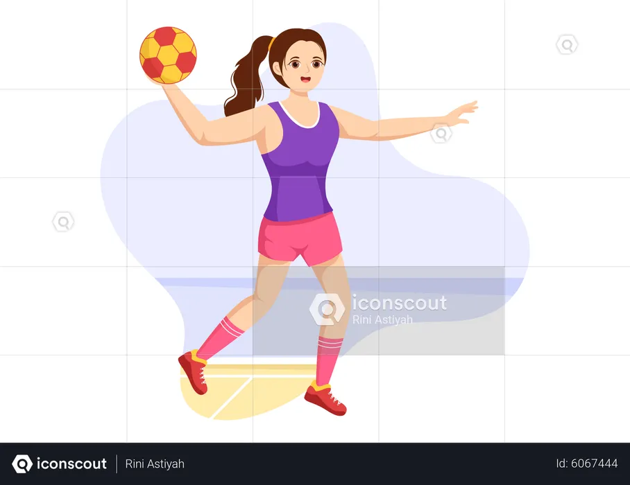 Woman Playing Handball  Illustration