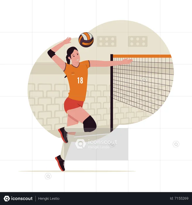 Woman playing in volleyball competition  Illustration
