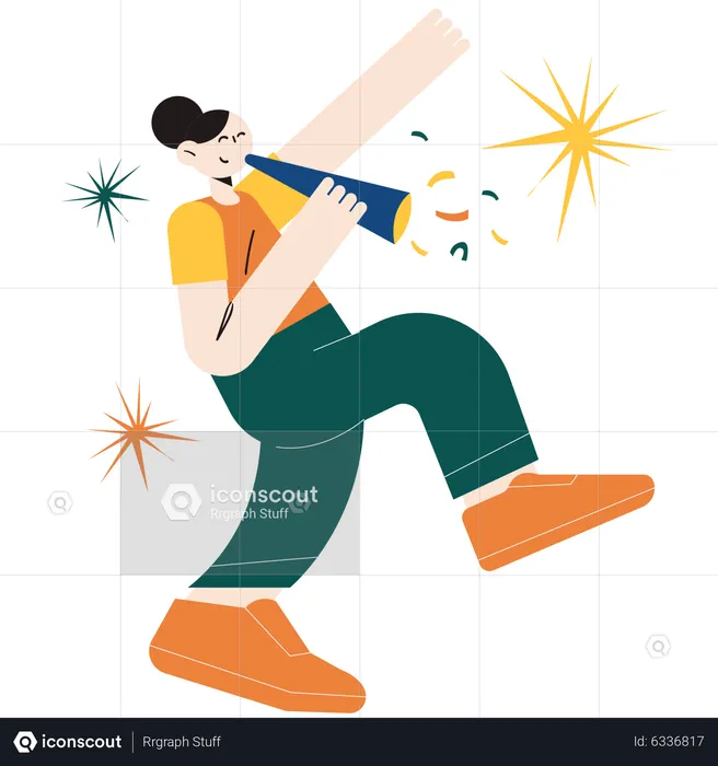 Woman playing trumpet  Illustration