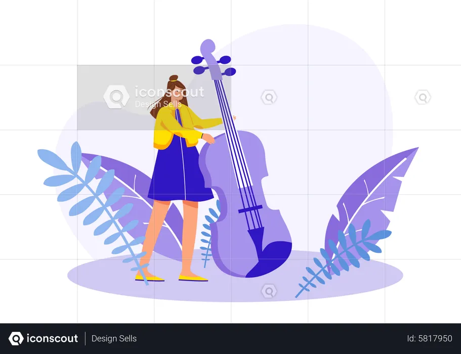 Woman playing violin  Illustration