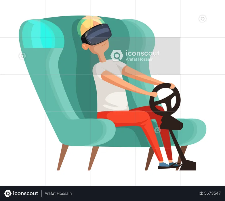 Woman playing Virtual Reality Game  Illustration